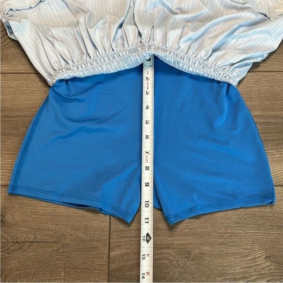 Lucky In Love 14” Paradise Smocked High Waist Blue Print Tennis Skirt Size Small - Picture 6 of 10